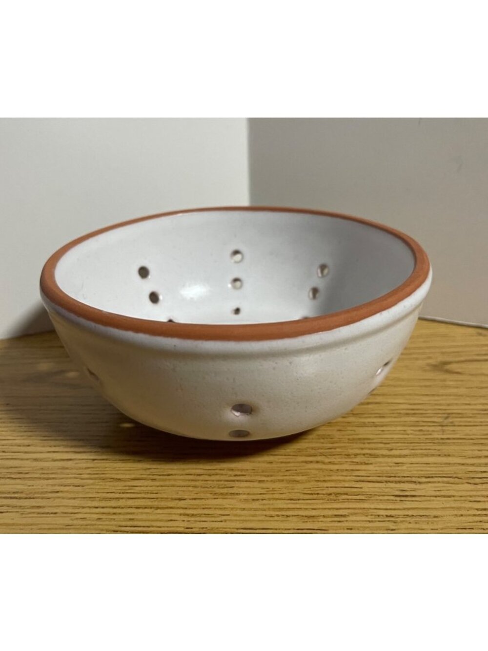Handcrafted White Ceramic Berry Bowl Terracotta Terracotta Rim/Base Artisan Mark